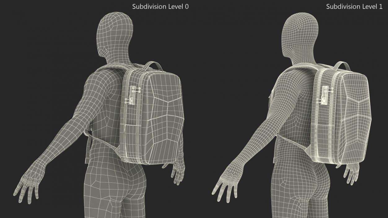 Anti-theft Laptop Backpack Grey on Mannequin 3D model