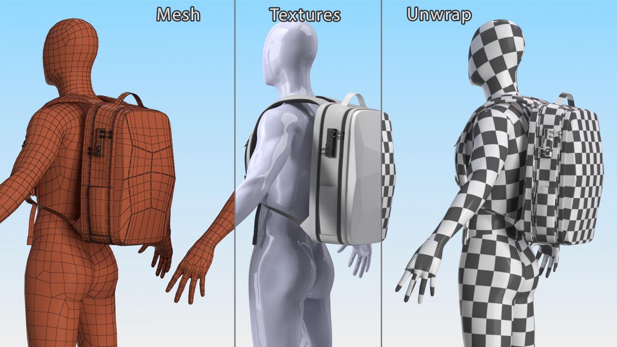 Anti-theft Laptop Backpack Grey on Mannequin 3D model