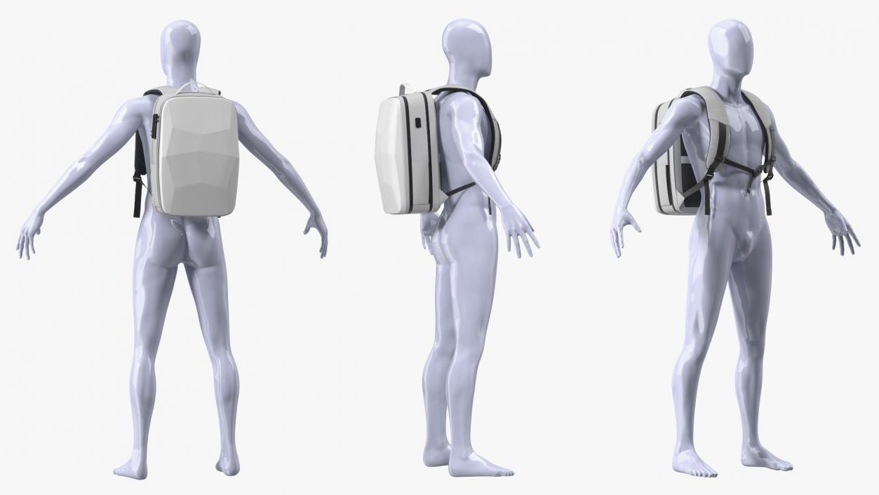 Anti-theft Laptop Backpack Grey on Mannequin 3D model