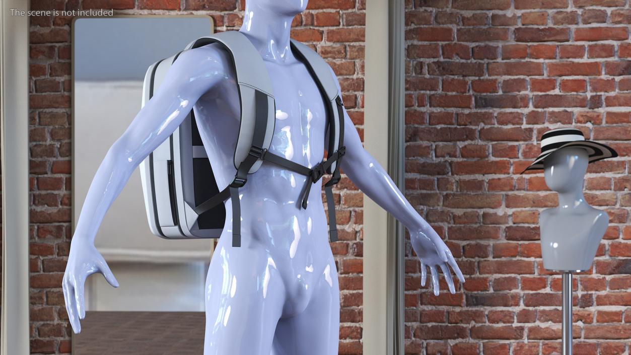 Anti-theft Laptop Backpack Grey on Mannequin 3D model