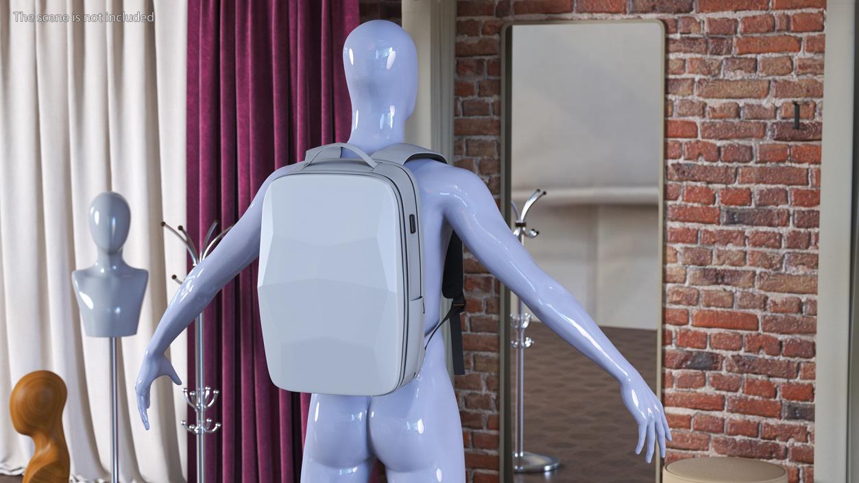 Anti-theft Laptop Backpack Grey on Mannequin 3D model