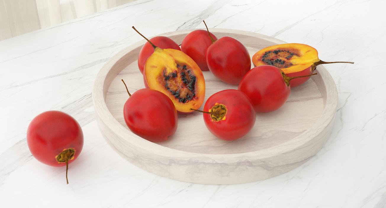 3D Tree Tomato Tamarillo Whole and Half