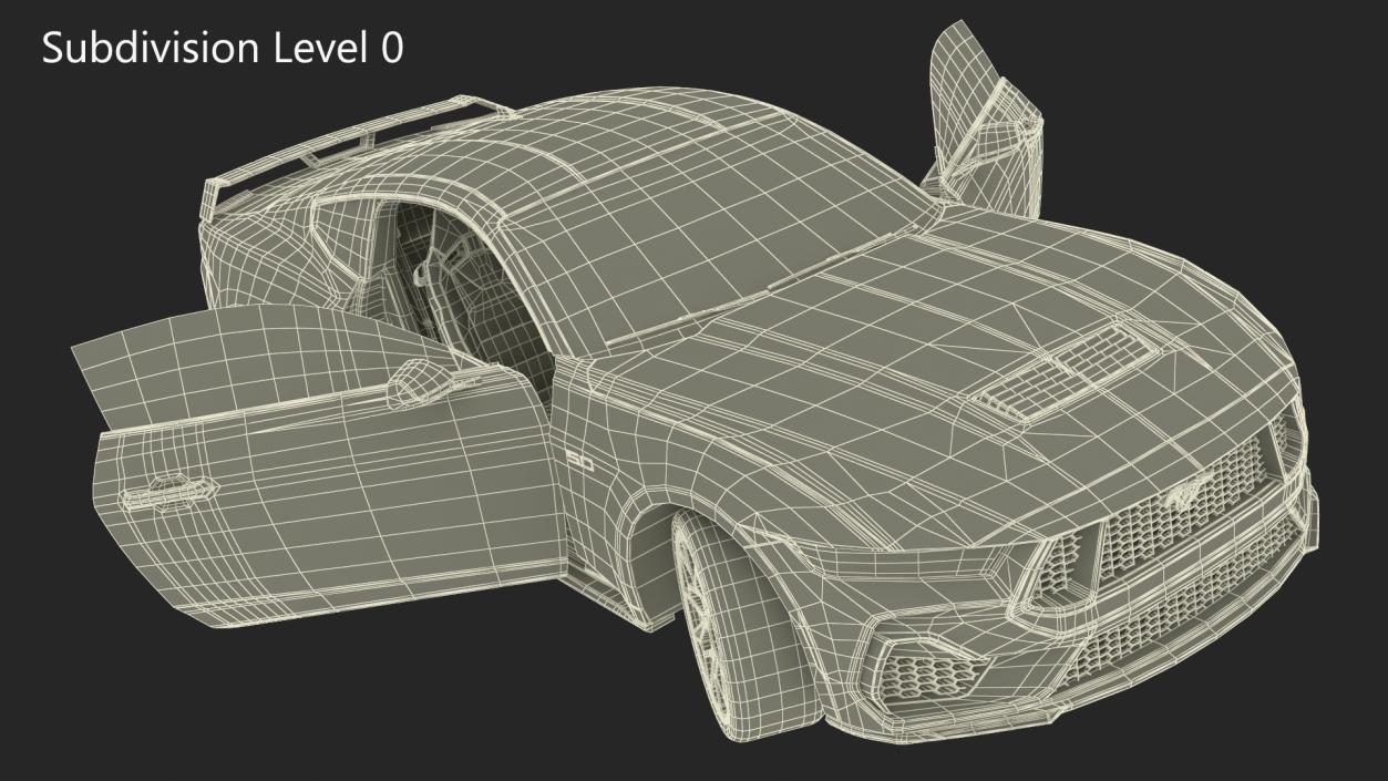 3D model Ford Mustang 2024 Red Rigged 2