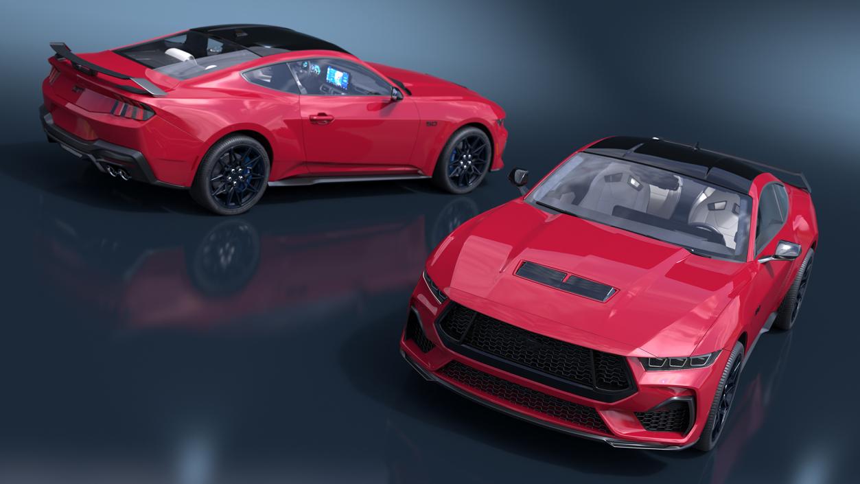 3D model Ford Mustang 2024 Red Rigged 2