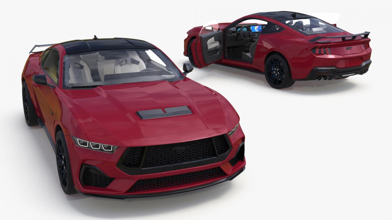 3D model Ford Mustang 2024 Red Rigged 2