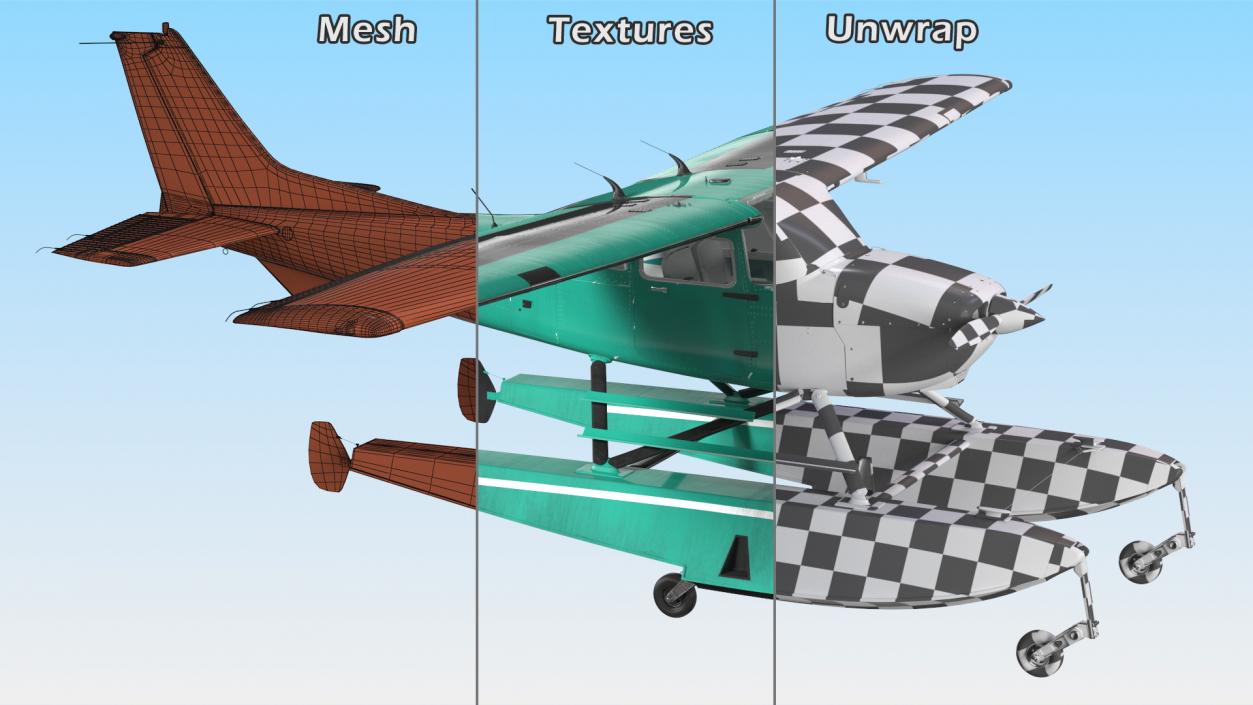 3D Four Seat Seaplane model