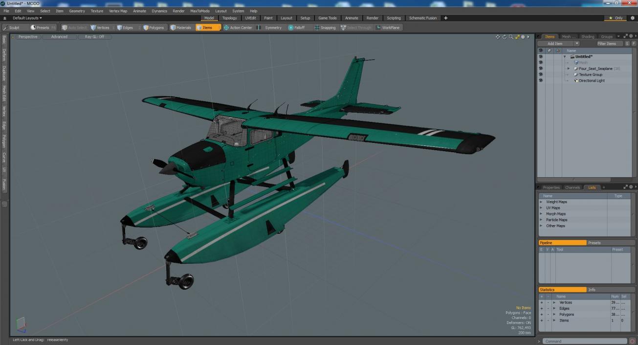 3D Four Seat Seaplane model