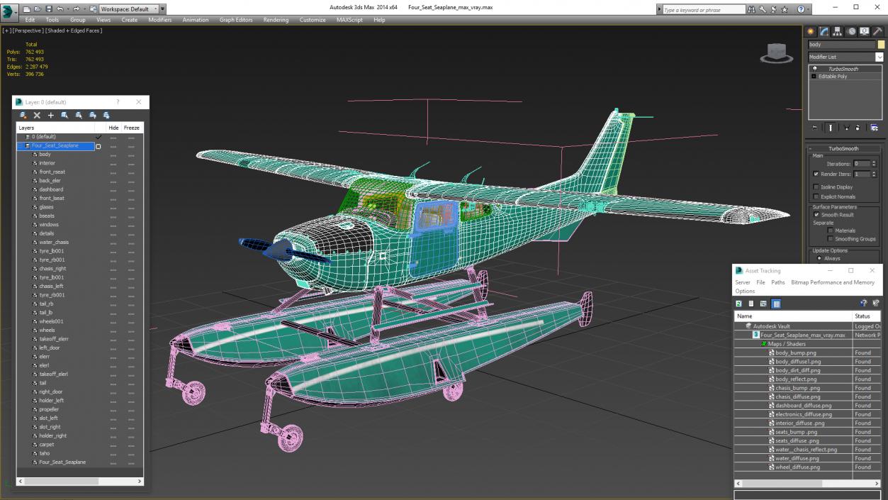 3D Four Seat Seaplane model