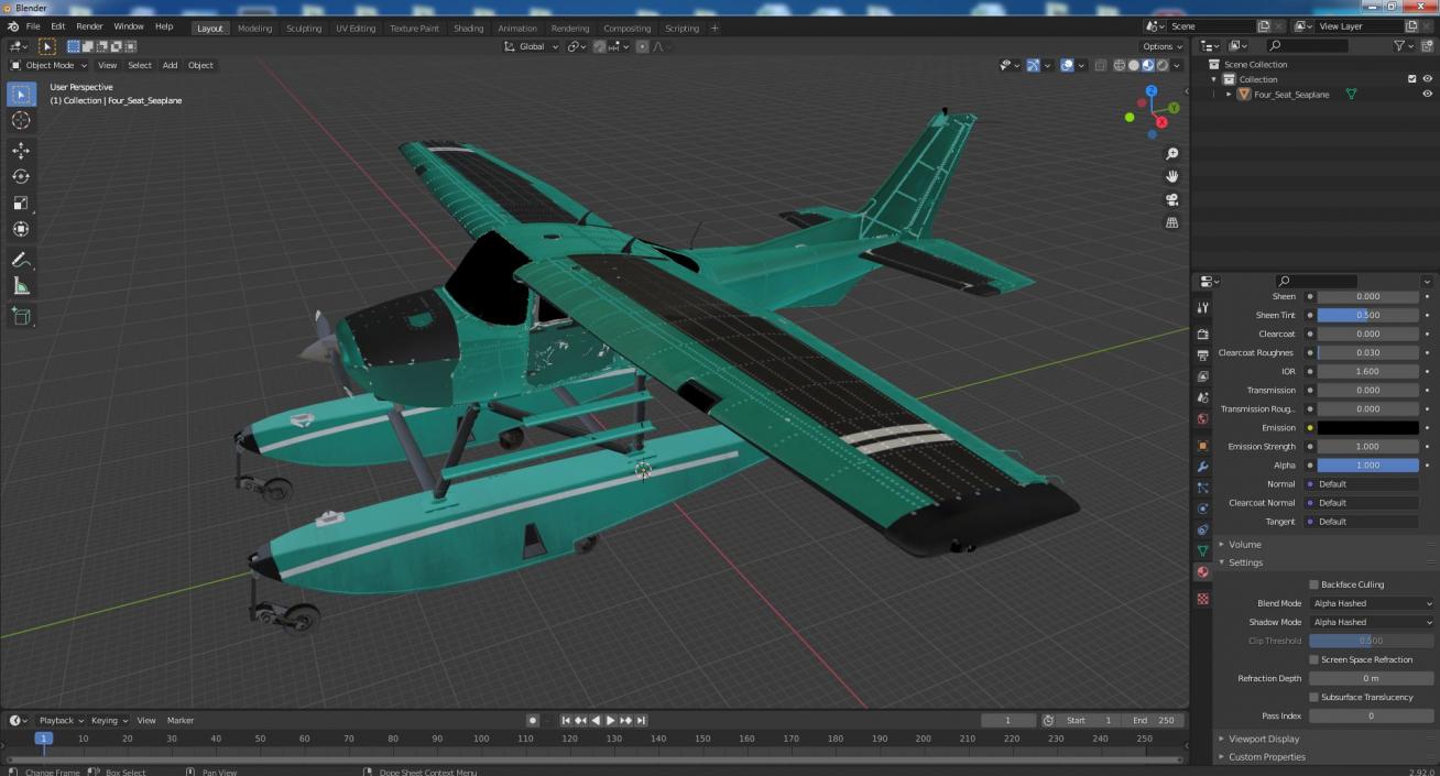 3D Four Seat Seaplane model