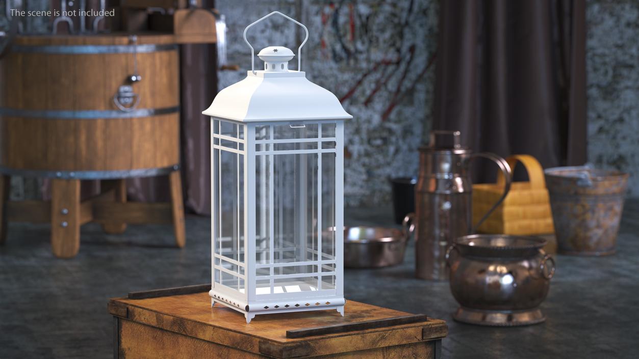 3D Candle Lantern Large White