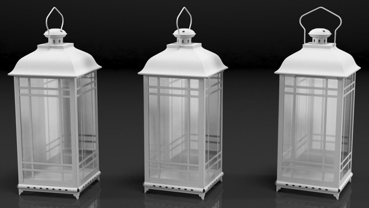 3D Candle Lantern Large White