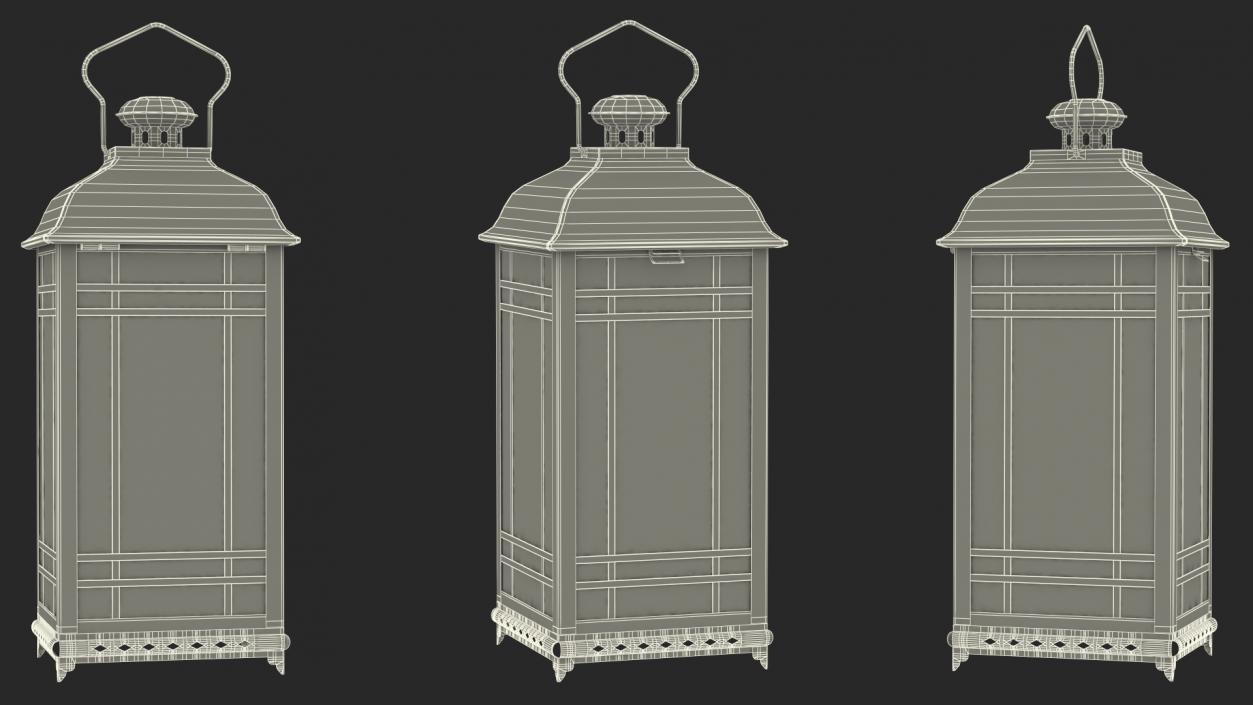 3D Candle Lantern Large White