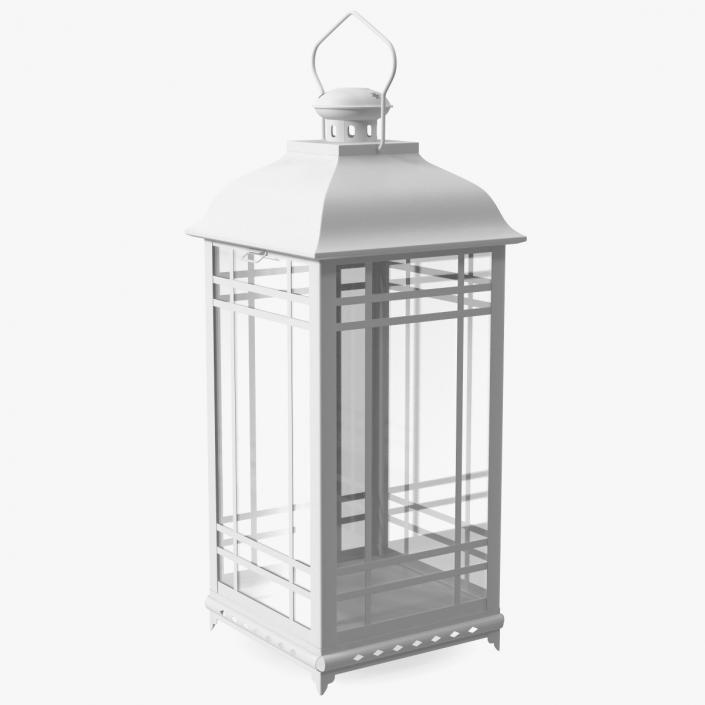 3D Candle Lantern Large White