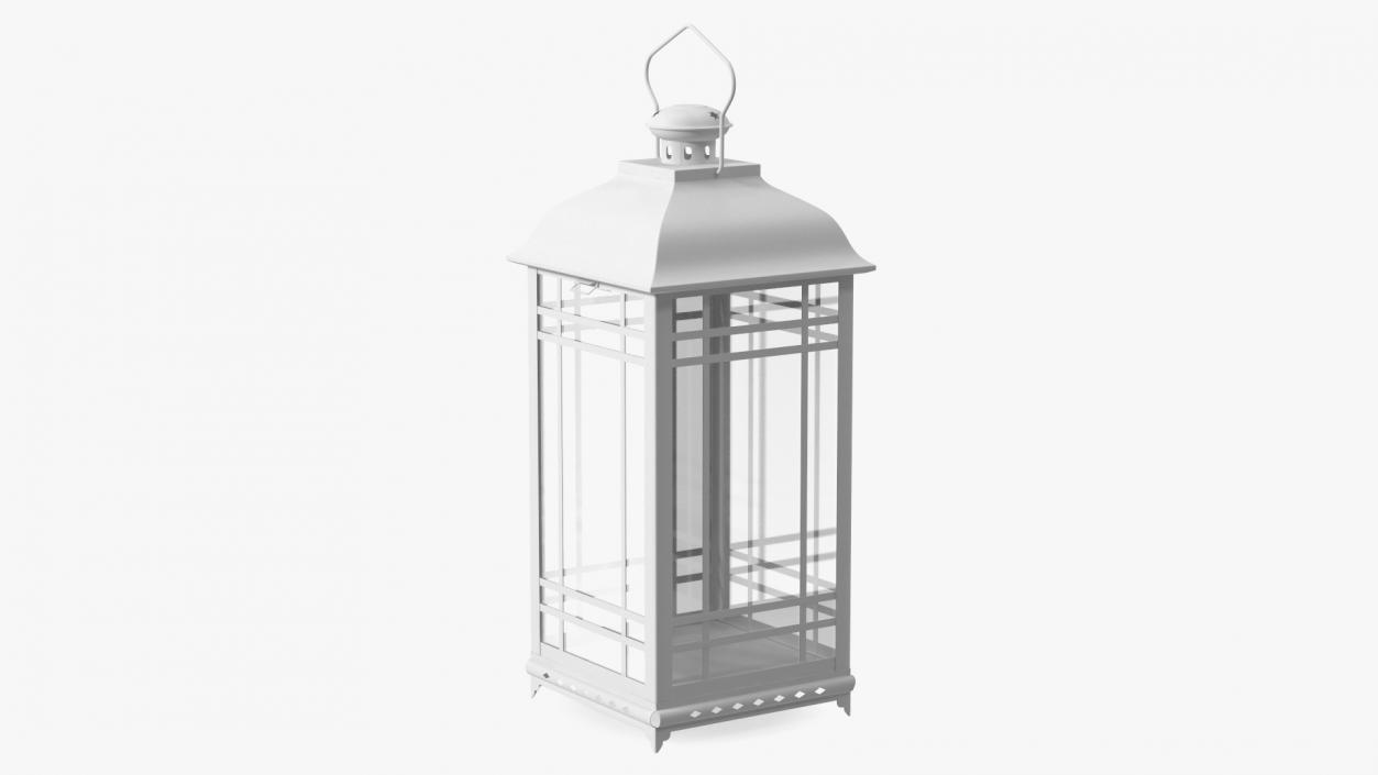 3D Candle Lantern Large White