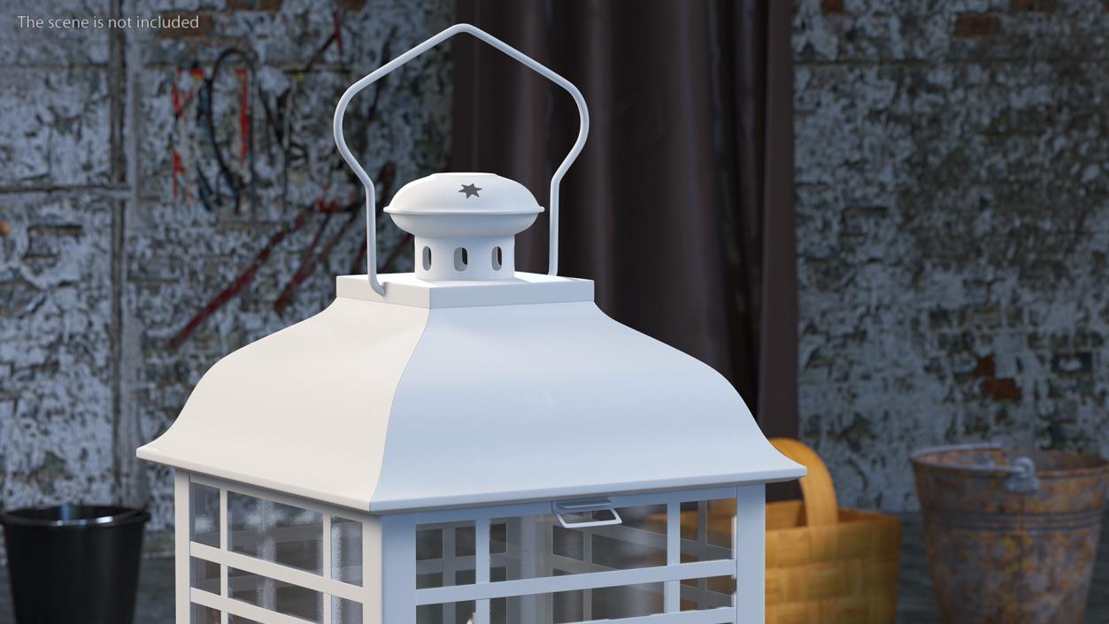 3D Candle Lantern Large White