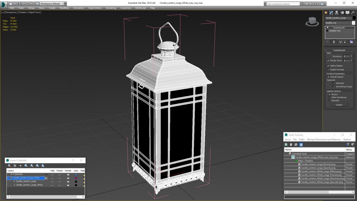 3D Candle Lantern Large White