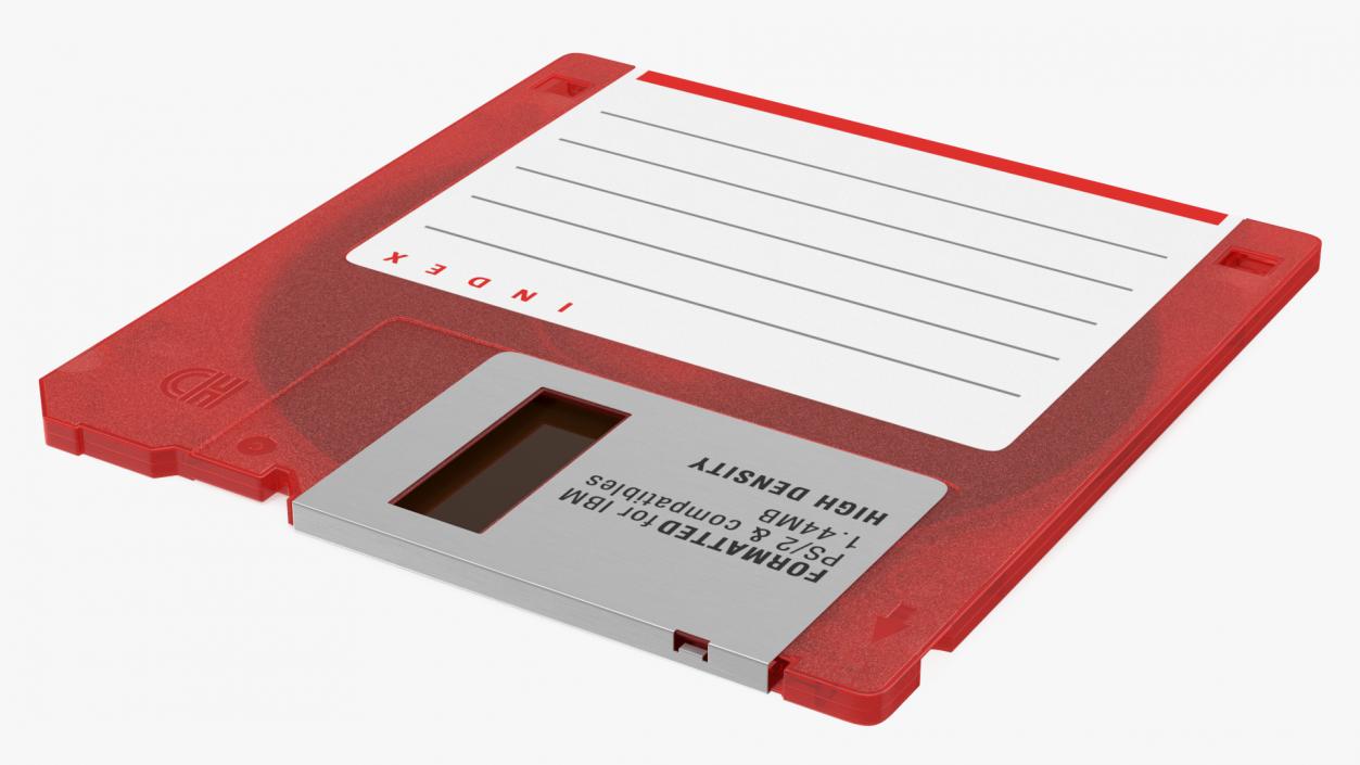 3D Floppy Disk 3 and a Half Inch Red model