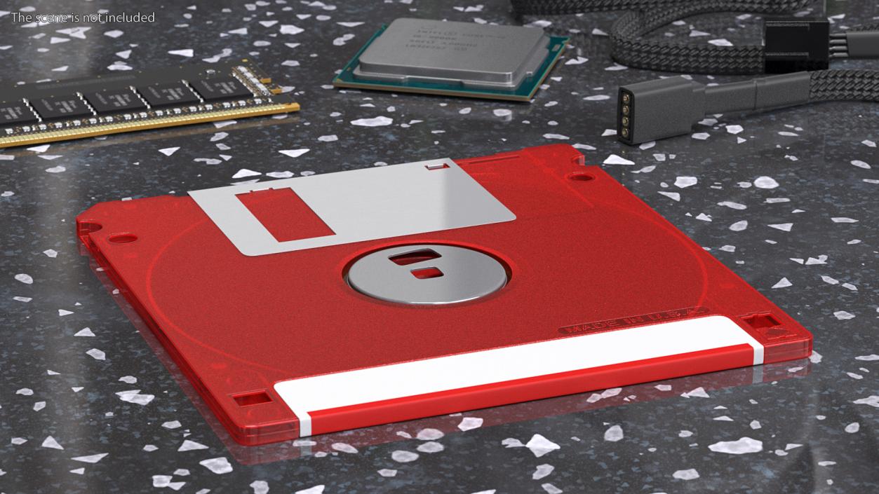 3D Floppy Disk 3 and a Half Inch Red model