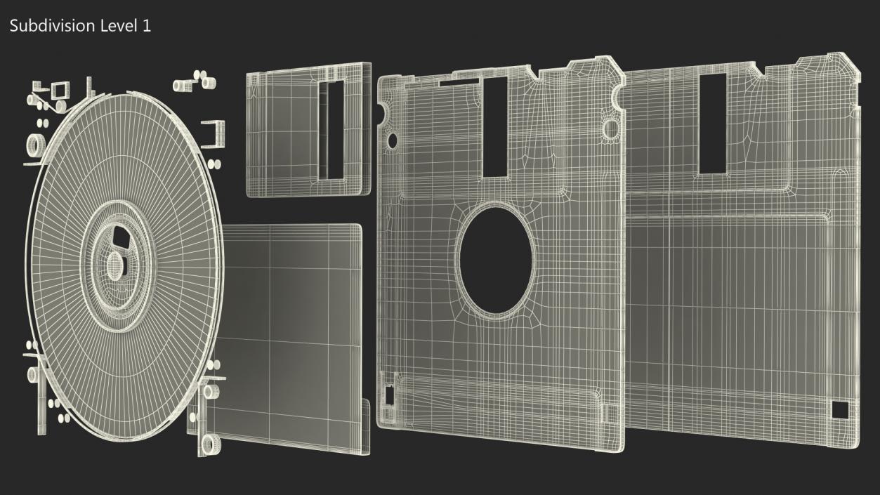 3D Floppy Disk 3 and a Half Inch Red model