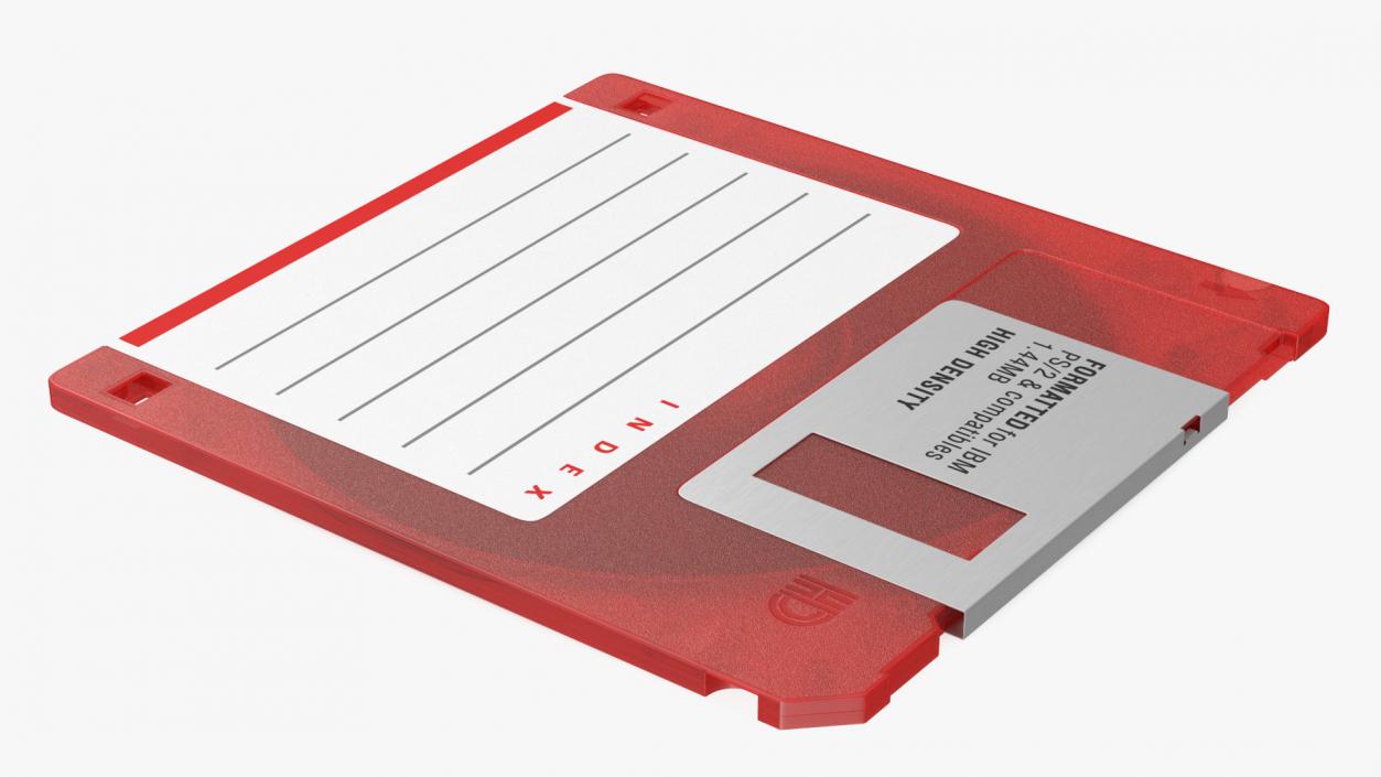 3D Floppy Disk 3 and a Half Inch Red model