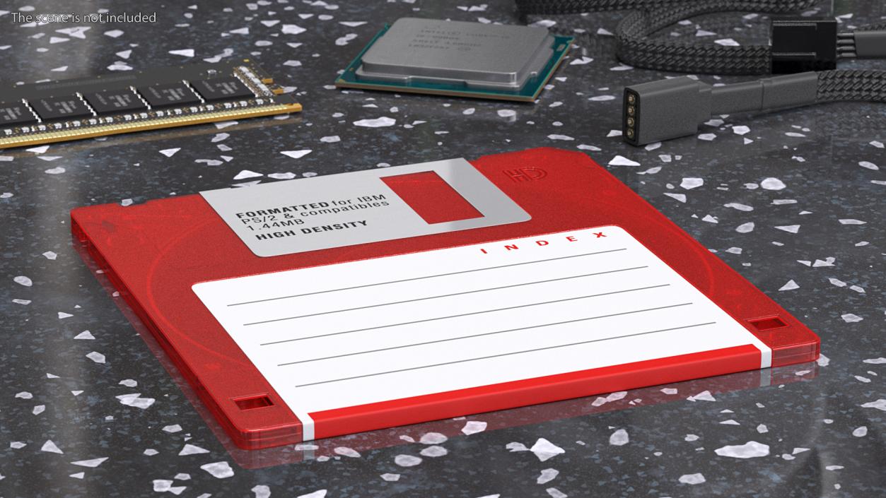 3D Floppy Disk 3 and a Half Inch Red model