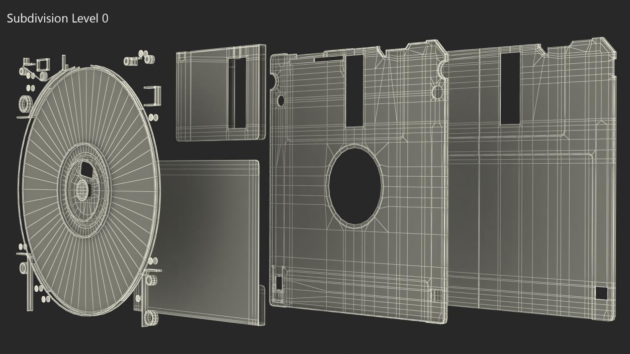 3D Floppy Disk 3 and a Half Inch Red model