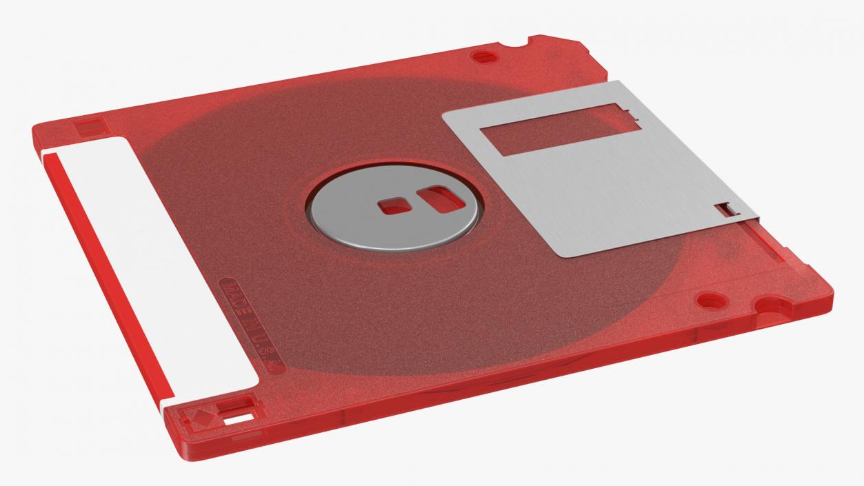 3D Floppy Disk 3 and a Half Inch Red model