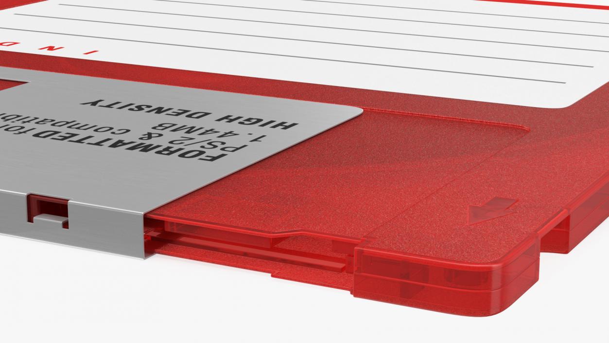 3D Floppy Disk 3 and a Half Inch Red model