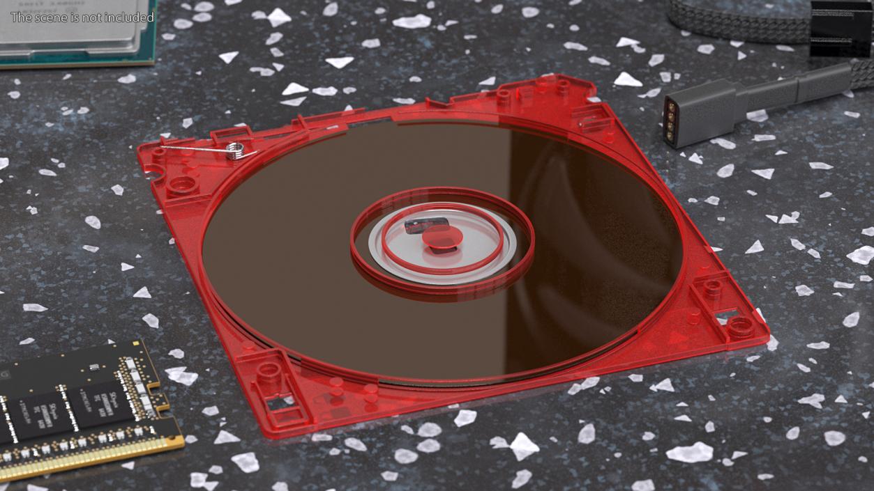 3D Floppy Disk 3 and a Half Inch Red model