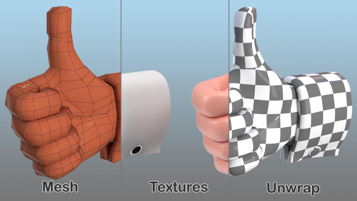 Cartoon Man Hand Thumbs-Up Gesture 3D model