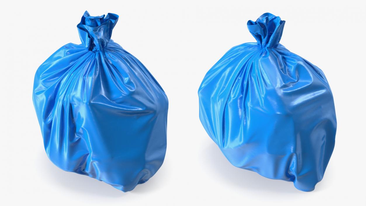 Tied Closed Blue Rubbish Bag Small 3D model