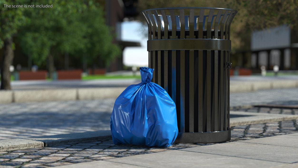 Tied Closed Blue Rubbish Bag Small 3D model