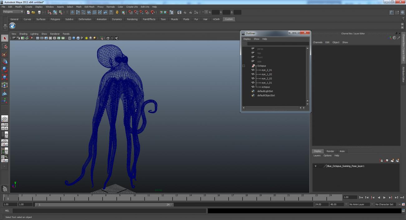 Octopus Vulgaris Swiming Pose 3D model