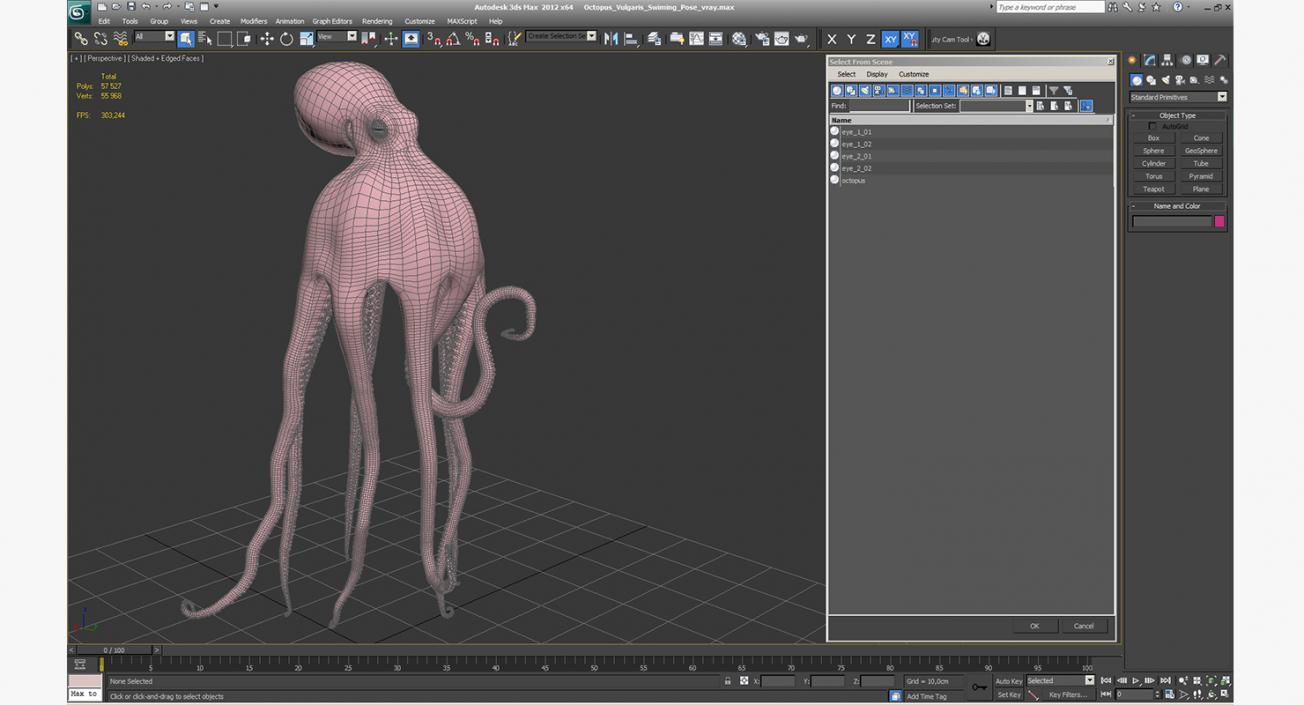 Octopus Vulgaris Swiming Pose 3D model