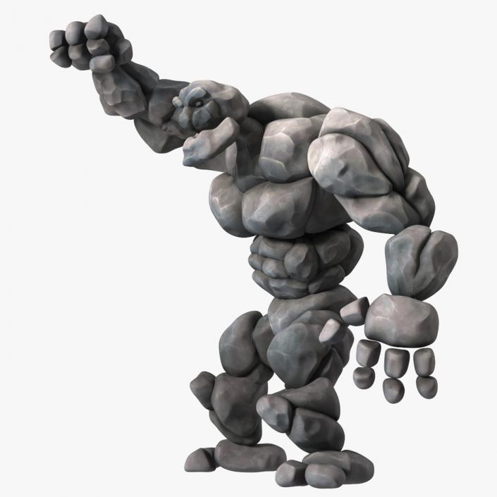 3D model Character Stone Golem Cartoon Gray Rigged for Maya