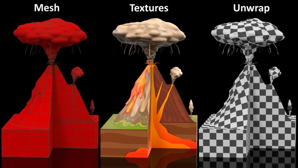 3D Cross Section of Volcano 2