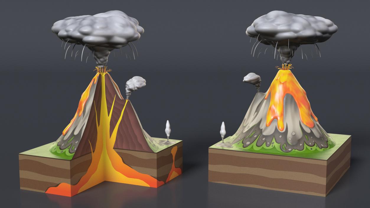 3D Cross Section of Volcano 2