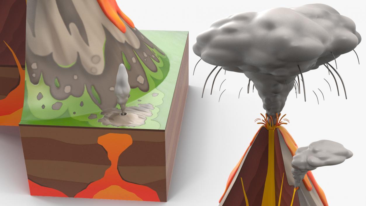 3D Cross Section of Volcano 2