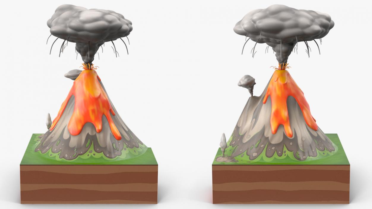 3D Cross Section of Volcano 2