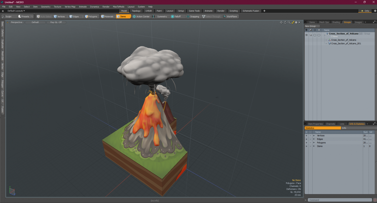 3D Cross Section of Volcano 2