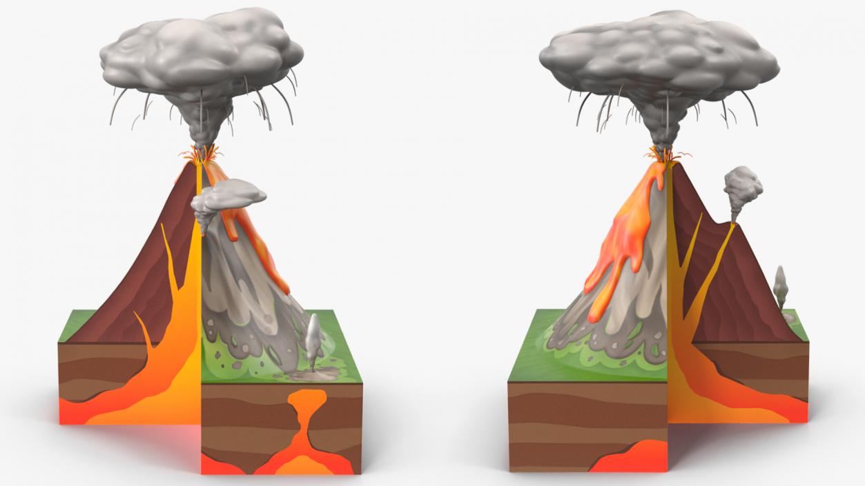 3D Cross Section of Volcano 2