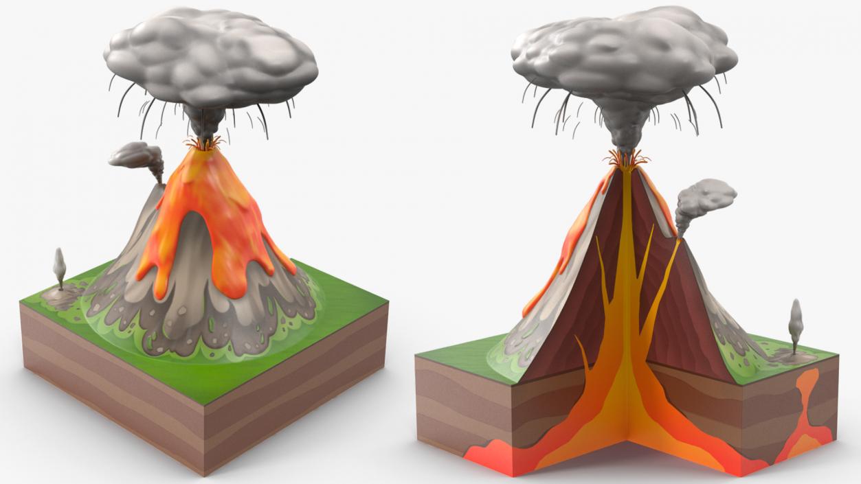 3D Cross Section of Volcano 2