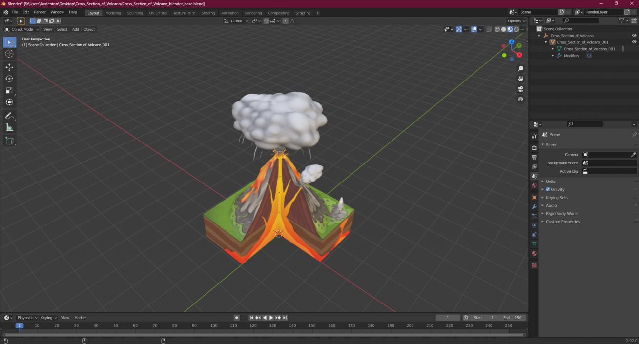 3D Cross Section of Volcano 2