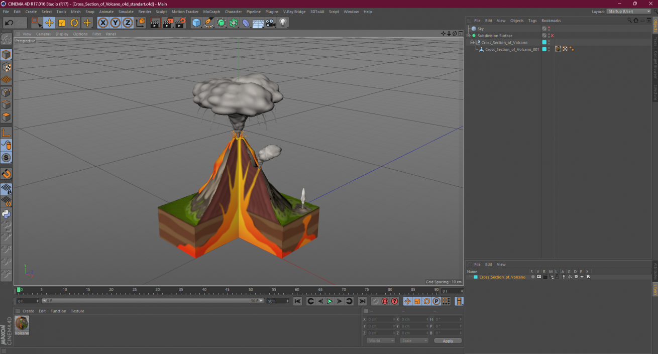 3D Cross Section of Volcano 2