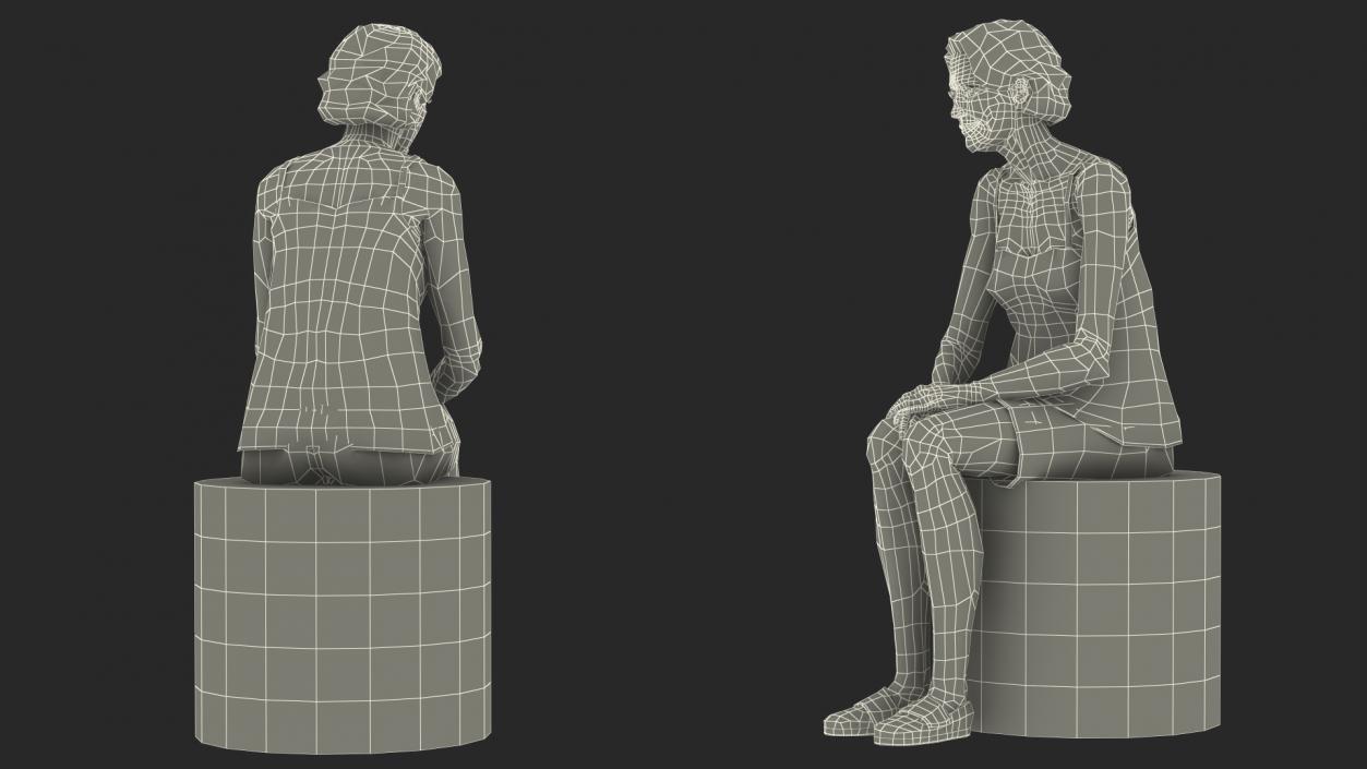 3D Elderly Woman in Sleepwear Siting Pose model