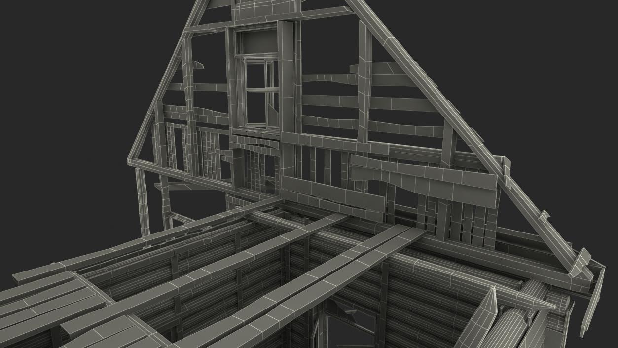 Burnt Wooden House Brown 3D model