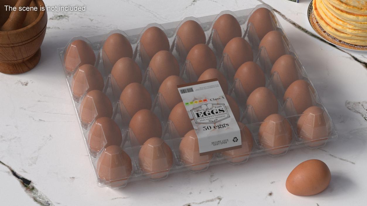 Egg Plastic Packaging with Label 3D