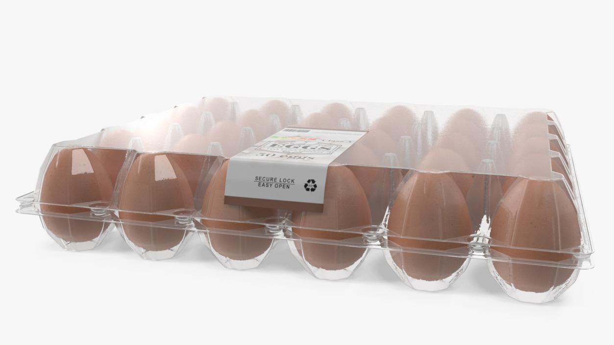 Egg Plastic Packaging with Label 3D