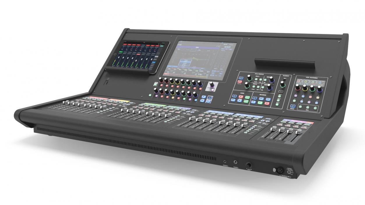 3D Live Mixing Console Grey Lights On 2