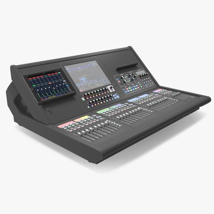 3D Live Mixing Console Grey Lights On 2